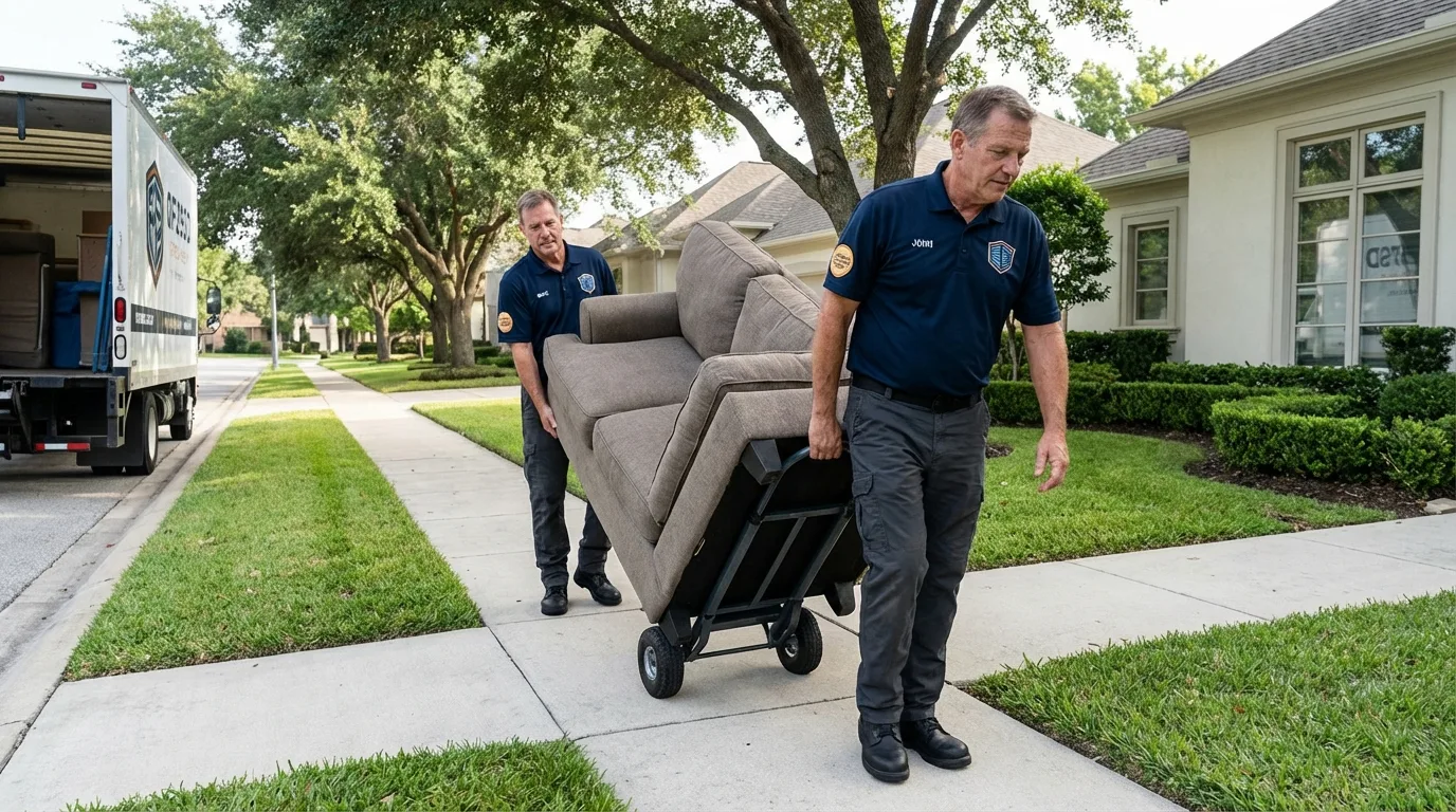 Local residential moving crew loading furniture in Erie, KS